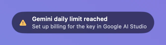 HUD · Gemini daily limit reached