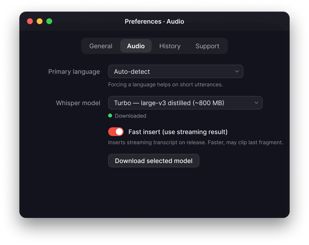 Preferences · Audio