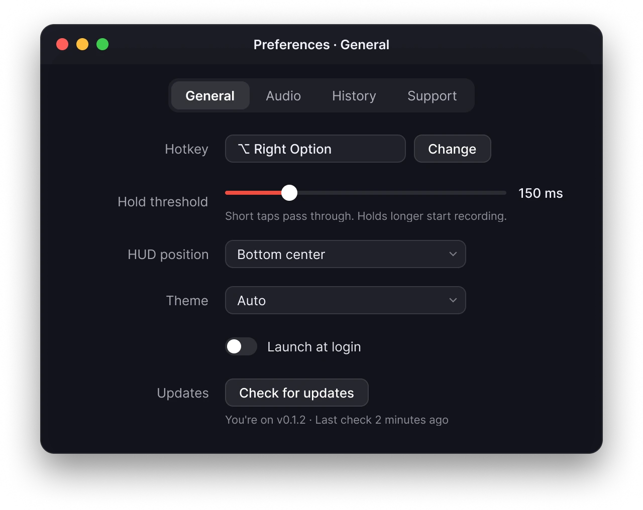 Preferences · General